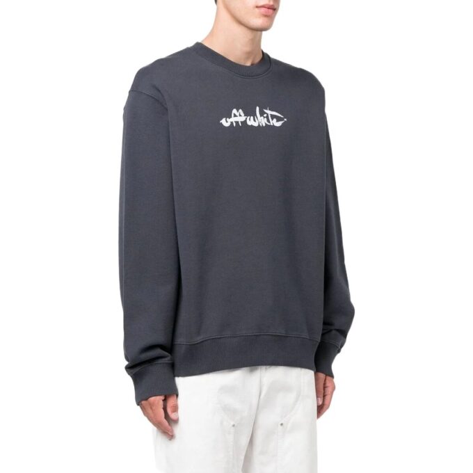 Off-White para hombre, temporada primavera-verano 2022, camiseta de manga larga con cuello redondo y estampado de Arrows, color gris