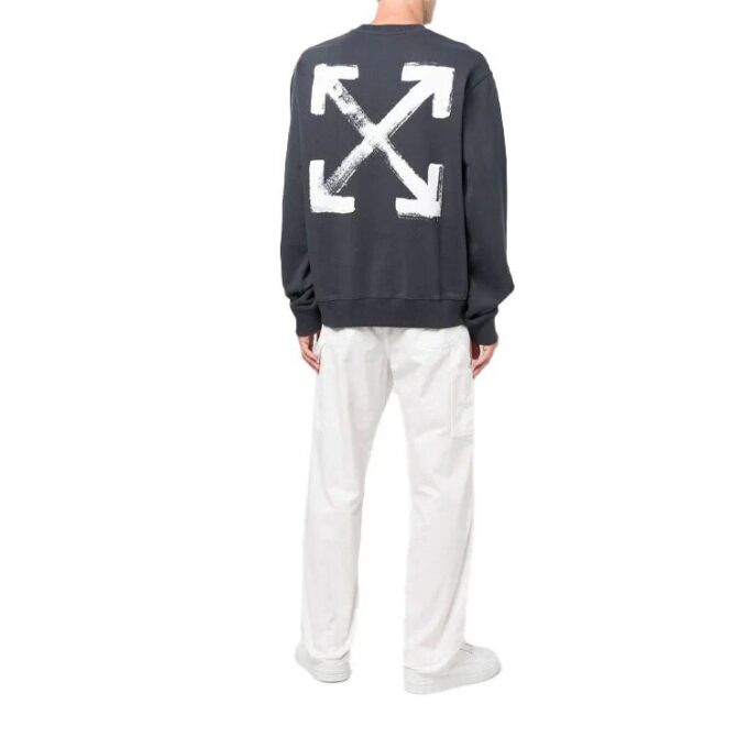 Off-White para hombre, temporada primavera-verano 2022, camiseta de manga larga con cuello redondo y estampado de Arrows, color gris