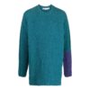 Off-White Peto de punto de cuello redondo y manga larga en colores contrastantes para hombre, colección primavera-verano 2022, azul