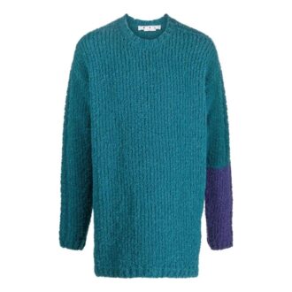 Off-White Peto de punto de cuello redondo y manga larga en colores contrastantes para hombre, colección primavera-verano 2022, azul