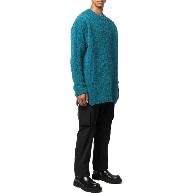 Off-White Peto de punto de cuello redondo y manga larga en colores contrastantes para hombre, colección primavera-verano 2022, azul