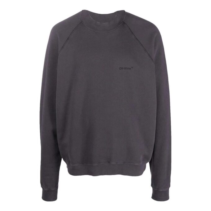 Off-White Pulaover de manga larga con cuello redondo y estampado del logotipo en la espalda para hombre, colección primavera-verano 2022, versión básica, gris oscuro