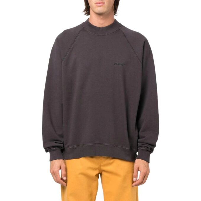 Off-White Pulaover de manga larga con cuello redondo y estampado del logotipo en la espalda para hombre, colección primavera-verano 2022, versión básica, gris oscuro