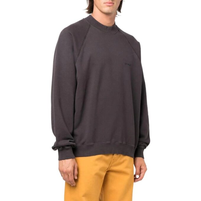 Off-White Pulaover de manga larga con cuello redondo y estampado del logotipo en la espalda para hombre, colección primavera-verano 2022, versión básica, gris oscuro