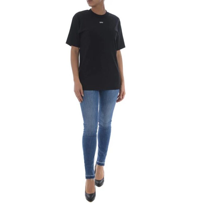 Off-White SS19 Camiseta de manga corta con estampado de bocetos de flores y flechas
