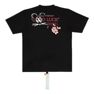 Off-White SS20 Año Nuevo Lunar «Year Of The Rat Good Luck» Camiseta de manga corta con cuello redondo y estampado de flores de melocotonero