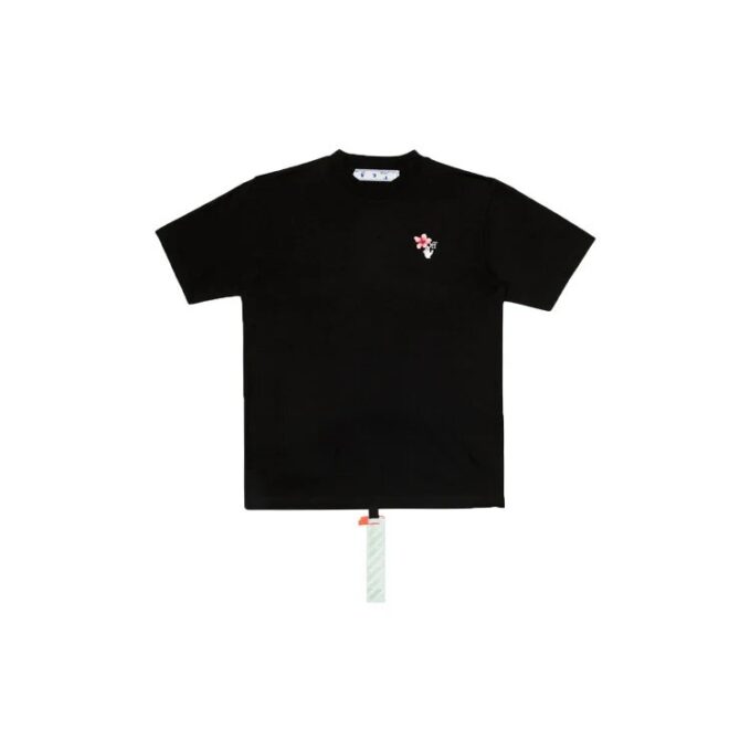 Off-White SS20 Año Nuevo Lunar «Year Of The Rat Good Luck» Camiseta de manga corta con cuello redondo y estampado de flores de melocotonero