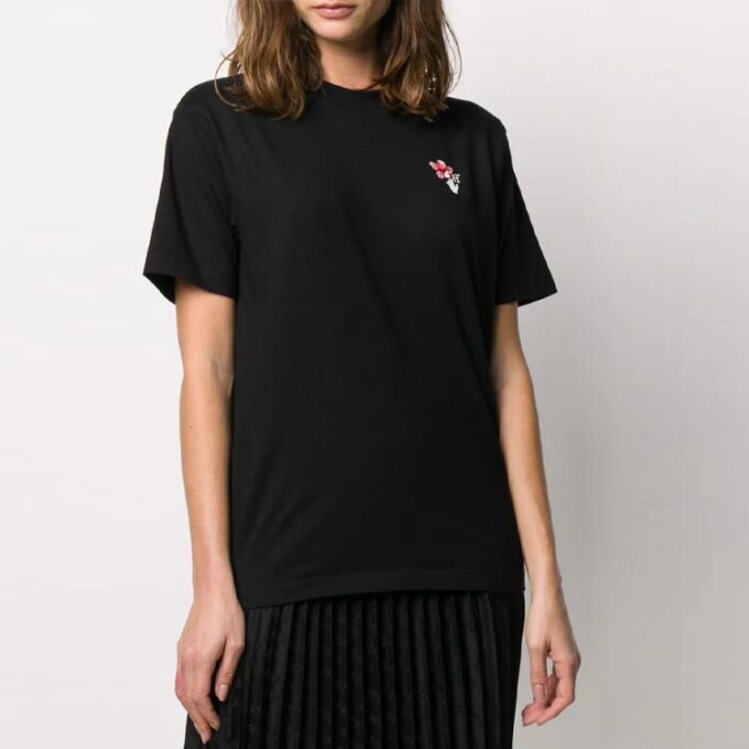 Off-White SS20 Año Nuevo Lunar «Year Of The Rat Good Luck» Camiseta de manga corta con cuello redondo y estampado de flores de melocotonero