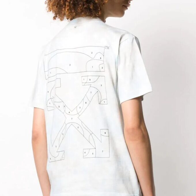 Off-White SS20 Blanco con estampado de rompecabezas tie-dye