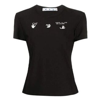 Off-White SS20 Camiseta ajustada de manga corta con logotipo exclusivo en aplique, color negro