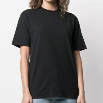 Off-White SS21 Camiseta con estampado del logotipo, cuello redondo y pantalones cortos, color negro
