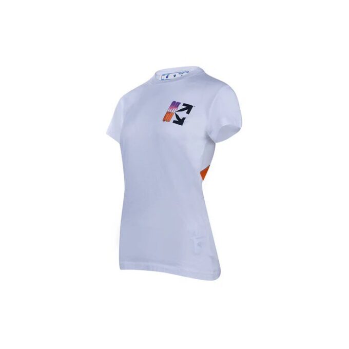 Off-White SS21 Camiseta de Pantalones Cortos con logotipo de flecha degradada, versión blanca