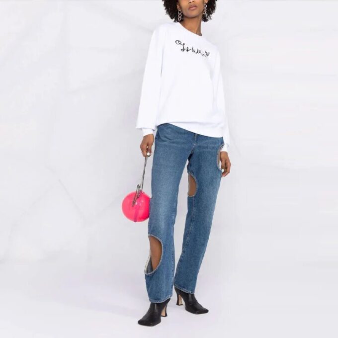 Off-White SS21 Sudadera con estampado del logotipo, blanca