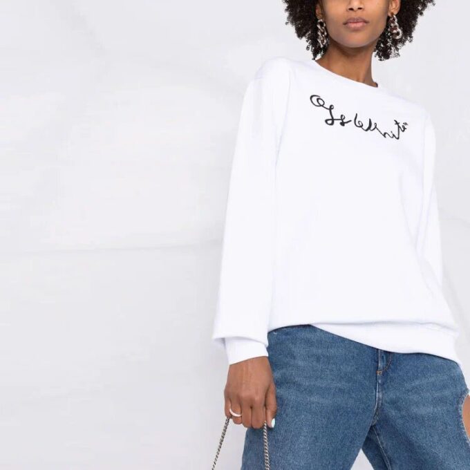 Off-White SS21 Sudadera con estampado del logotipo, blanca