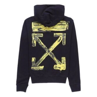 Off-White Sudadera con capucha para hombre de acrílico con estampado de flechas multicolor, negro