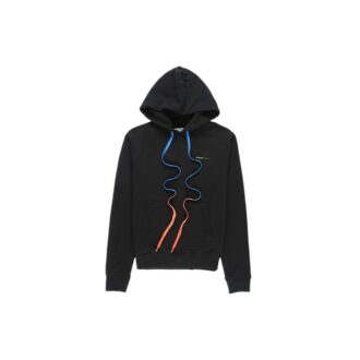 Off-White Sudadera con capucha para hombre de acrílico con estampado de flechas multicolor, negro