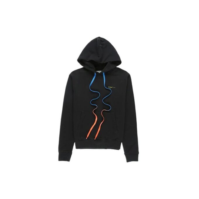 Off-White Sudadera con capucha para hombre de acrílico con estampado de flechas multicolor, negro