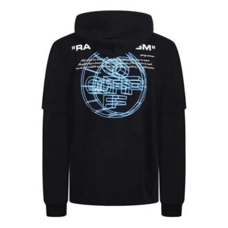 Off-White Sudadera con capucha para hombre de algodón estampado en negro Off-White Sudadera con capucha para hombre de algodón estampado en negro