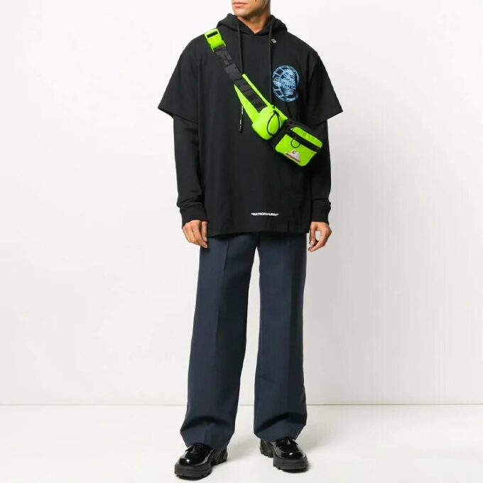 Off-White Sudadera con capucha para hombre de algodón estampado en negro