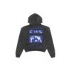 Off-White Sudadera con capucha y cordón para hombre, estampado gráfico, manga larga, gris oscuro