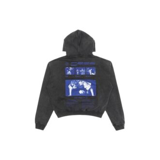 Off-White Sudadera con capucha y cordón para hombre, estampado gráfico, manga larga, gris oscuro Off-White Sudadera con capucha y cordón para hombre, estampado gráfico, manga larga, gris oscuro