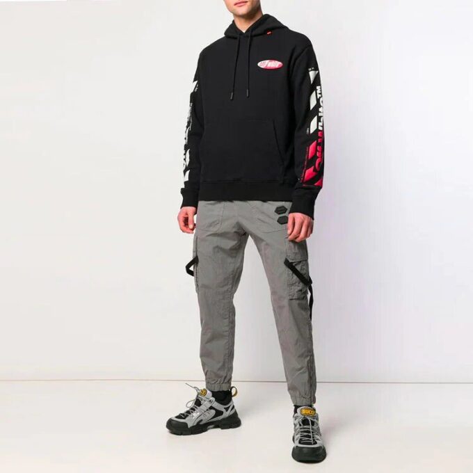 Off-White Sudadera estampada de corte holgado para hombre, color negro
