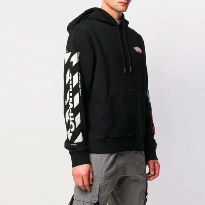 Off-White Sudadera estampada de corte holgado para hombre, color negro