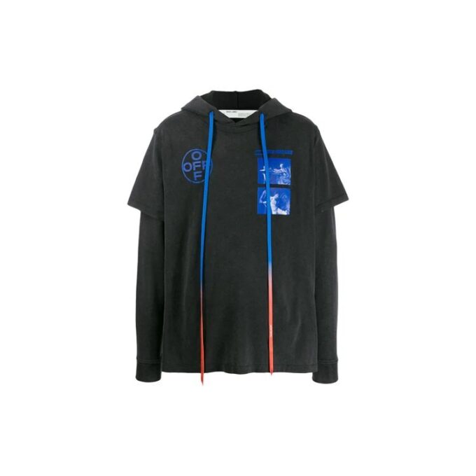 Off-White Sudadera estampada para hombre, negra