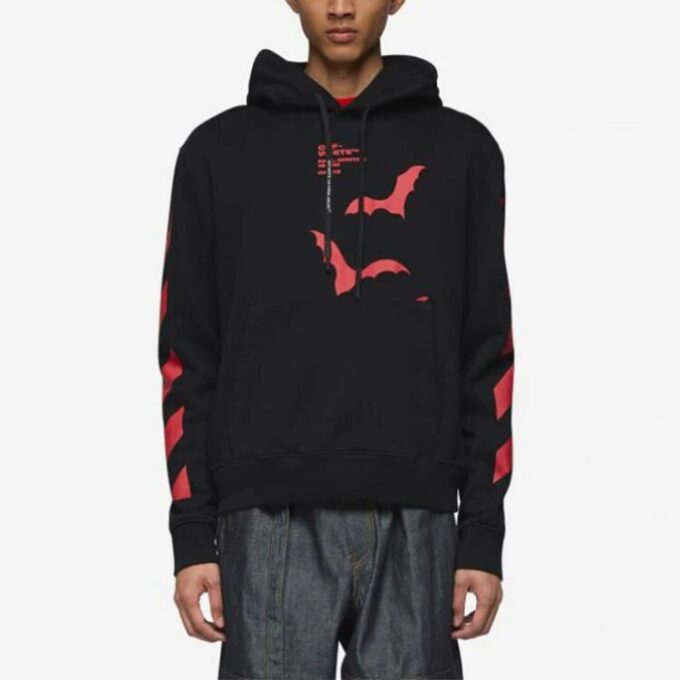 Off-White Sudadera estampada para hombre, negra