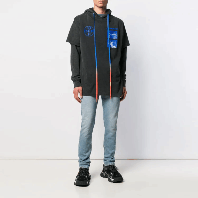 Off-White Sudadera estampada para hombre, negra