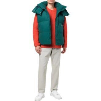 Off-White Suéter de lana de manga larga con cuello redondo y logotipo bordado, color liso, corte holgado, naranja, para hombre, FW22