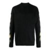 Off-White Suéter de lana de manga larga para hombre FW22, color liso con estampado de rayas, versión negra
