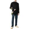 Off-White Suéter de lana de manga larga para hombre FW22, color liso con estampado de rayas, versión negra