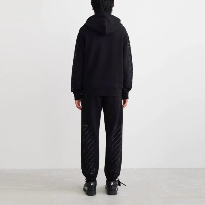 Off-White Suéter de lana para hombre con logotipo bordado, corte holgado, negro, temporada primavera-verano 2022