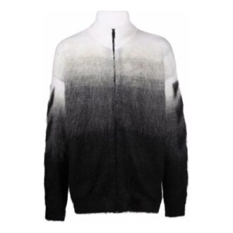 Off-White Suéter de lana para hombre FW21 con estampado de Arrows, jacquard degradado y cremallera, corte holgado, negro