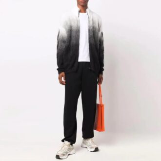 Off-White Suéter de lana para hombre FW21 con estampado de Arrows, jacquard degradado y cremallera, corte holgado, negro
