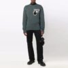 Off-White Suéter de lana para hombre FW21 de cuello redondo y manga larga con intrincado diseño en el pecho, corte holgado, color verde