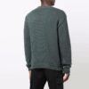 Off-White Suéter de lana para hombre FW21 de cuello redondo y manga larga con intrincado diseño en el pecho, corte holgado, color verde