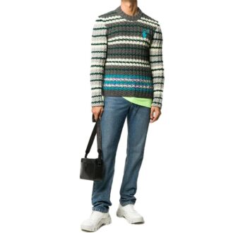 Off-White Suéter holgado estampado para hombre, gris