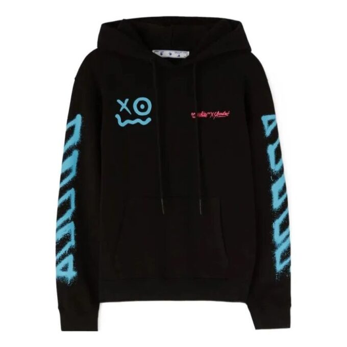 Off-White x Andr / Estampado de caras sonrientes, unisex, negro