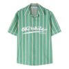 Off-White x c/o Eden Rock St. Barth Crossover FW22 Camisa verde de manga corta con rayas y estampado de logotipo