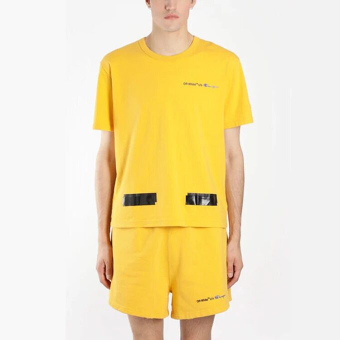 Off-White x Champion Camiseta Champion para hombre Virgil Abloh Amarilla