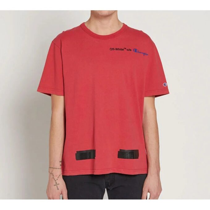 Off-White x Champion Camiseta Champion para hombre Virgil Abloh, color rojo