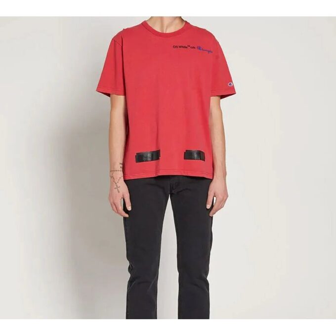 Off-White x Champion Camiseta Champion para hombre Virgil Abloh, color rojo