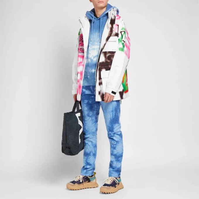 Off-White x END.CHEMICAL WASH Jersey de hombre de corte normal con diseño de Arrows en la espalda y efecto tie-dye
