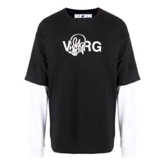 Off-White x Katsu Crossover SS21 Camiseta de manga larga con estampado de letras, versión estándar, negro