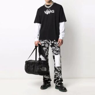 Off-White x Katsu Crossover SS21 Camiseta de manga larga con estampado de letras, versión estándar, negro