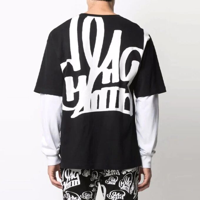 Off-White x Katsu Crossover SS21 Camiseta de manga larga con estampado de letras, versión estándar, negro