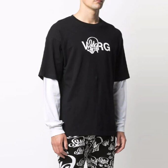 Off-White x Katsu Crossover SS21 Camiseta de manga larga con estampado de letras, versión estándar, negro