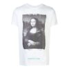 Off-White x MCA Crossover Jerset de cuello redondo con estampado de la Mona Lisa, manga corta y corte ajustado, color blanco